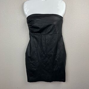 NWOT Free People Faux Black Leather Shoulderless Dress Size 2
